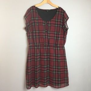 Simply Be 2X size 20 plaid dress chiffon pockets